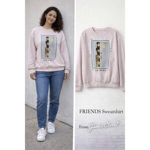 FRIENDS TV Show Pink Graphic Sweatshirt | Door Scene | Women's Large (12–14)